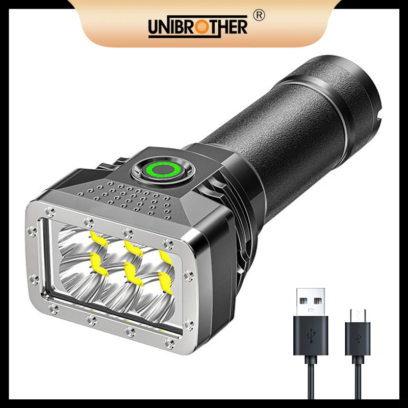 

6 LEDs Mini Flashlight Super Bright Strong Light Portable Torch USB Powerful Rechargeable Outdoor Camping Tactical Flashlight