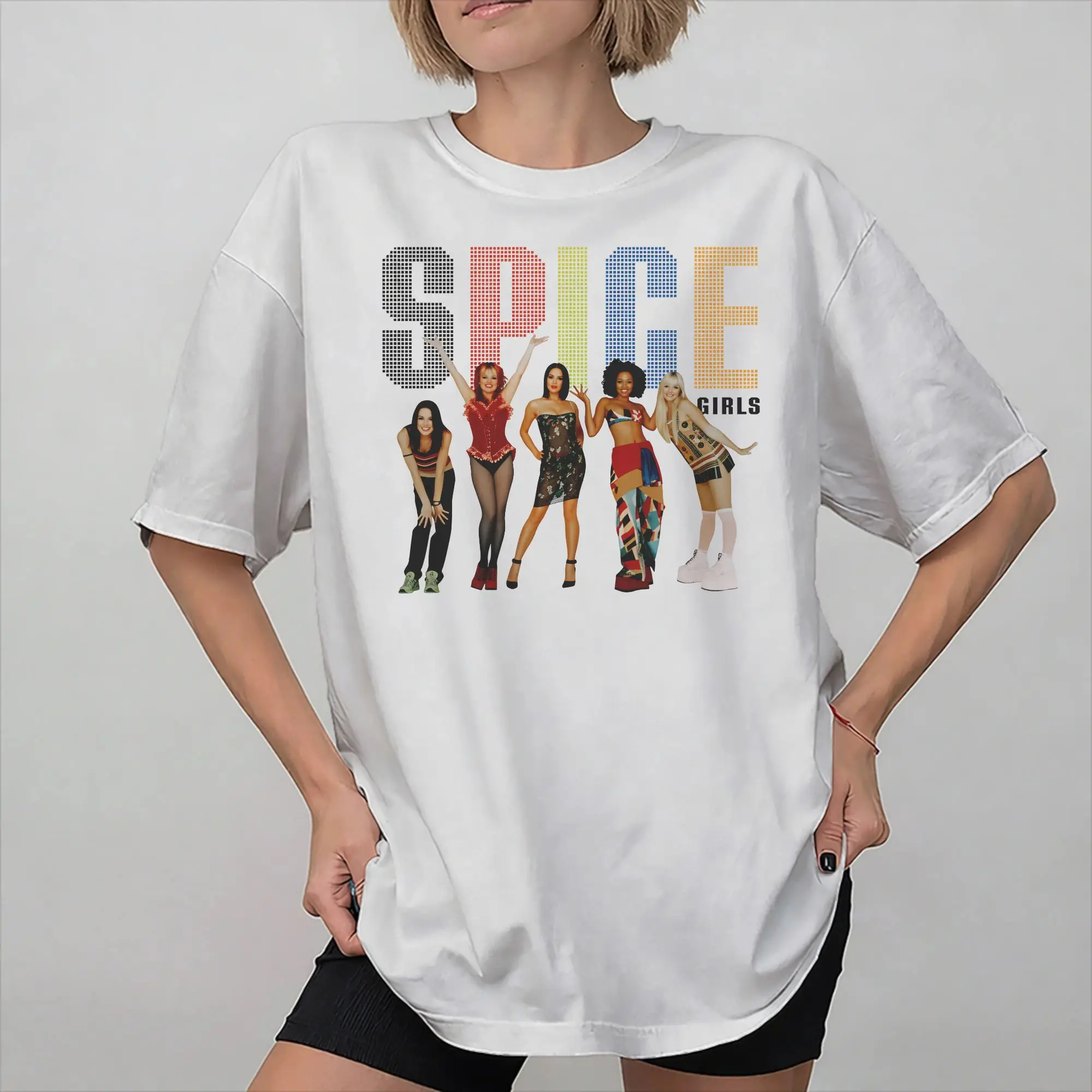 Acessórios da turnê Spice Girls, camisetas masculinas e femininas, camiseta de algodão puro com estampa gráfica, roupas