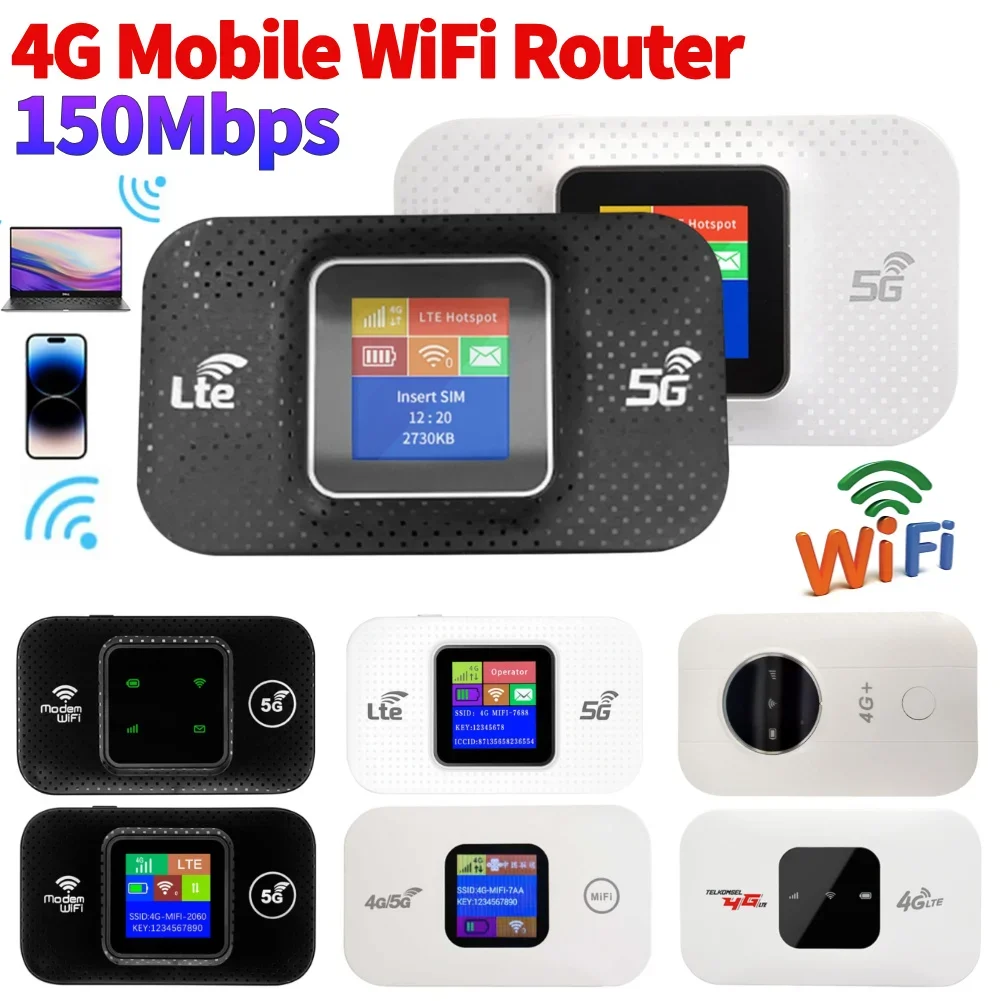 4G LTE Mini Outdoor Hotspot 150Mbps Wireless Router Sim Card Slot Portable Network Hotspot Device Colorful LED Display