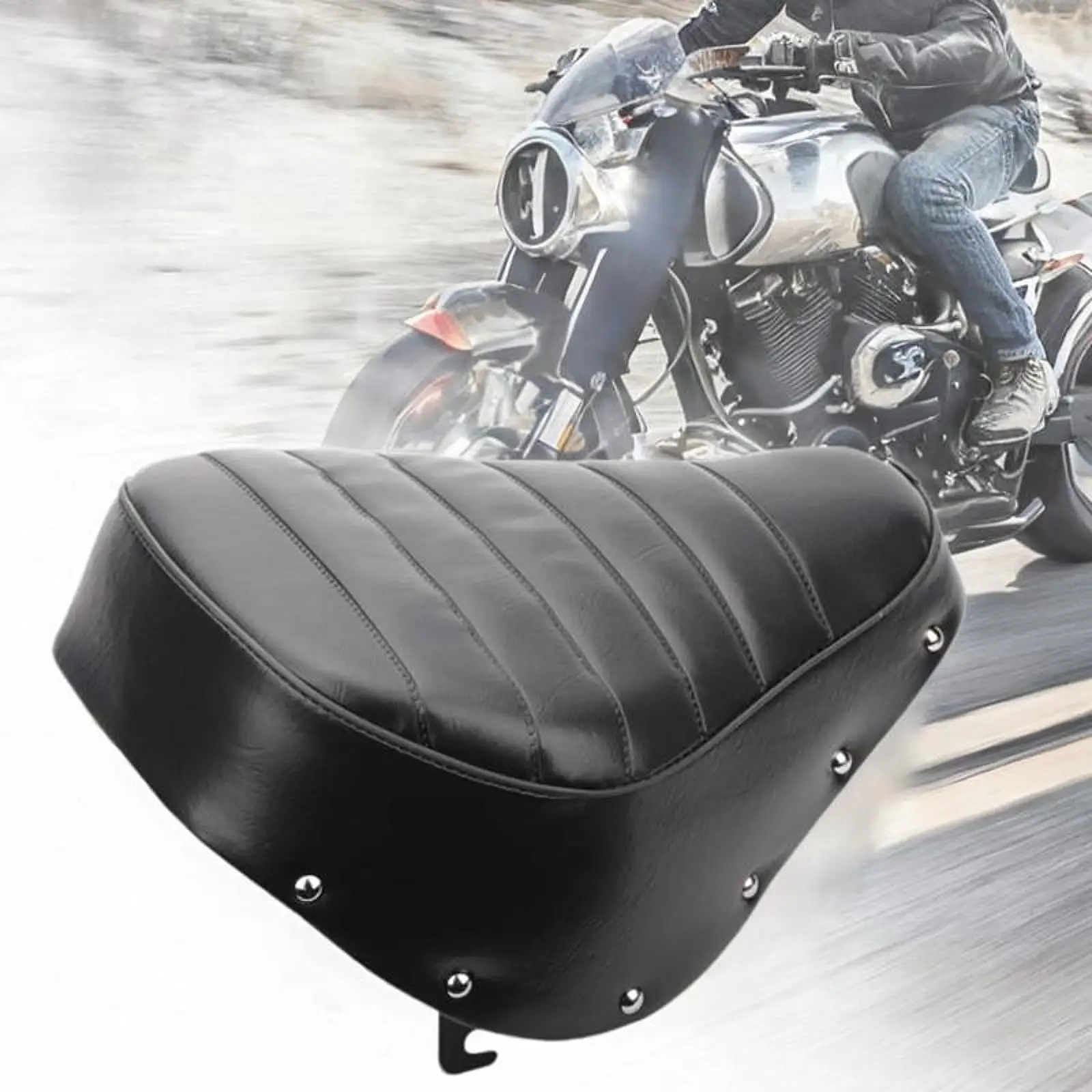 

Motorcycle Seat Cushion Repair Parts Accessory Black PU Leather Replacement