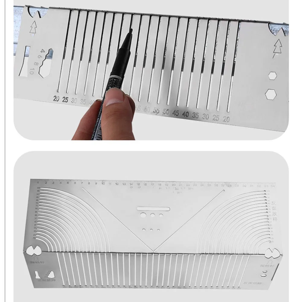 Règle de dessin multifonctionnelle à angle arrondi, tube carré, outil de dessin bidirectionnel, résistant à 45 angles, fierté, dessins au trait