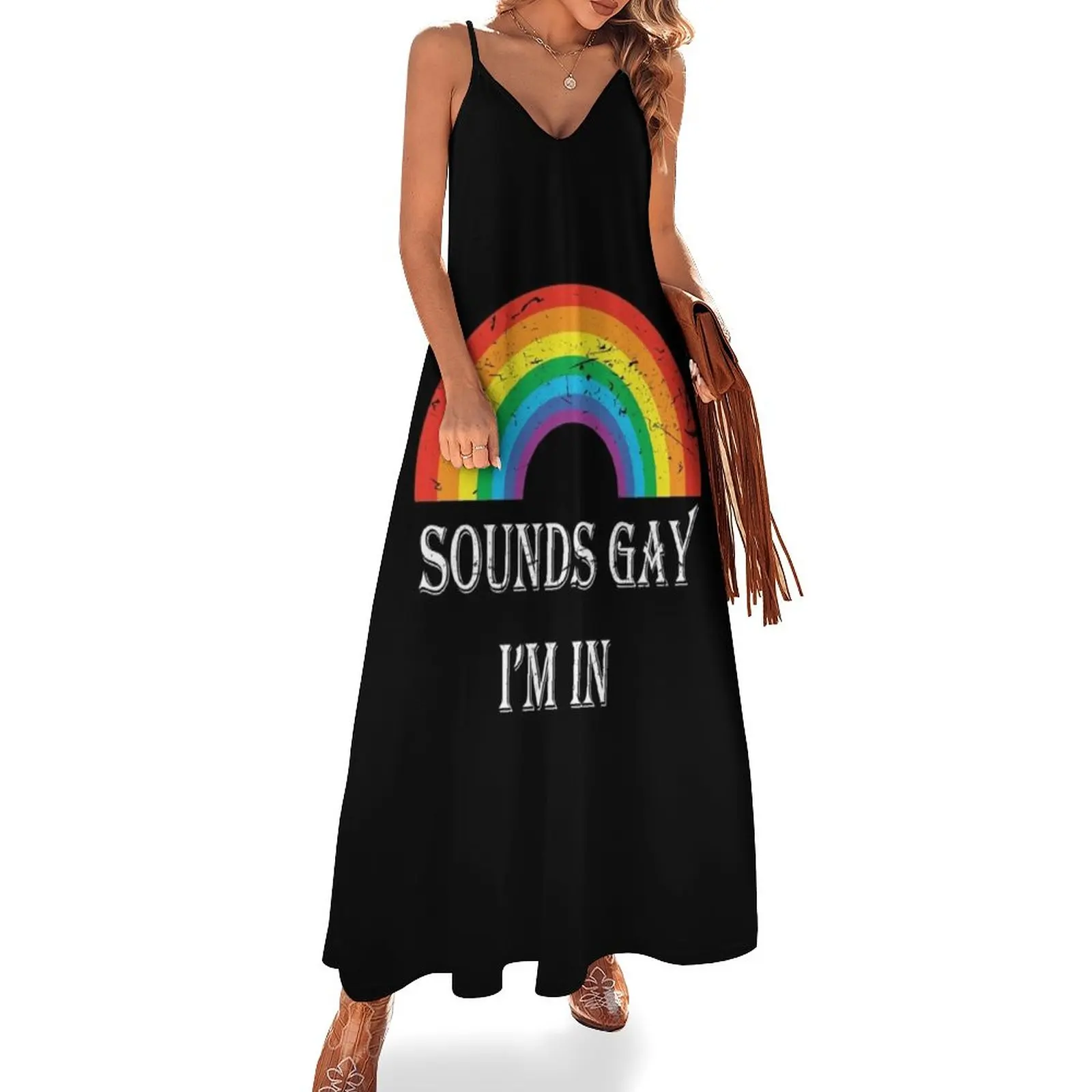 

Rainbow Sounds Gay I'm In LGBT Pride T Shirt Sleeveless Dress Womens dresses long dresses for women Long veiled dresses