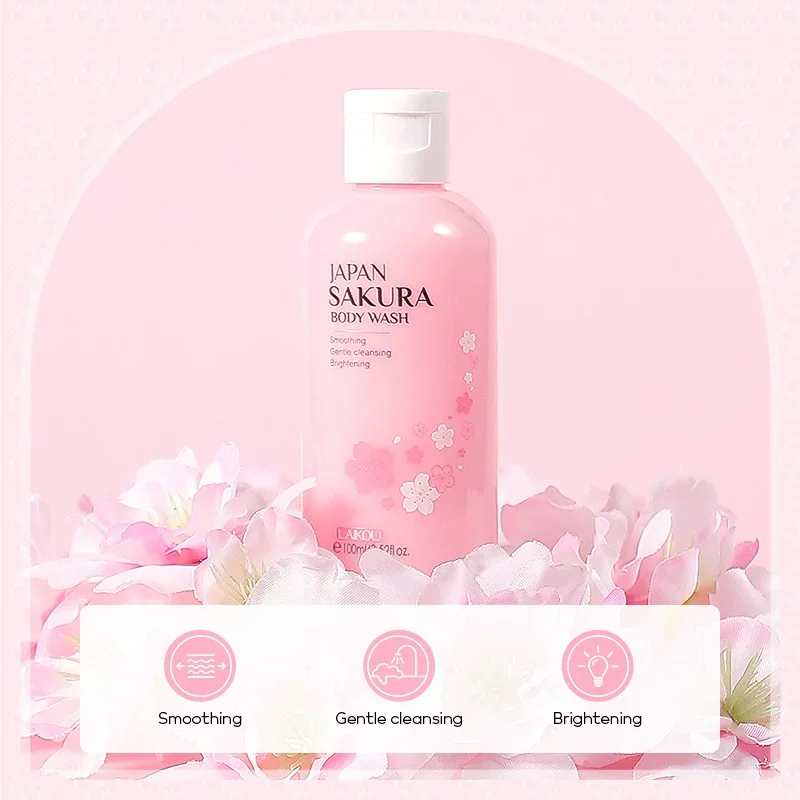 Гель для душа Sakura Dusch gel Peeling Körper wäsche Tiefen reinigung entfernen Hühner haut Körpers chmier mittel weiß feuchtigkeit spendend