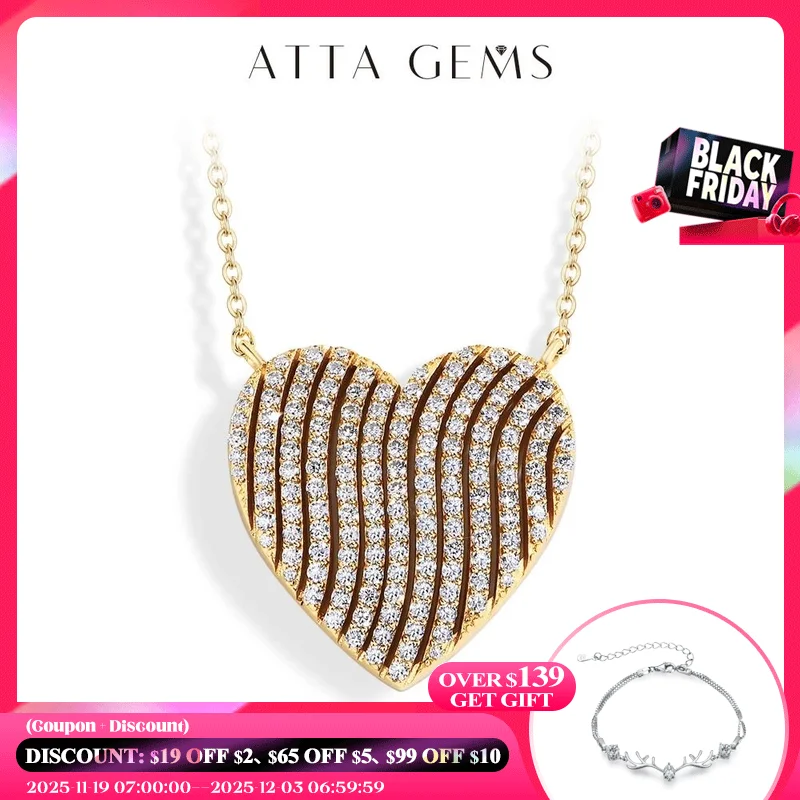 

ATTAGEMS 2024 New Luxury D VVS1 Color Moissanite Necklace for Women Heart Shape Sparkling 100% 925 Sterling Silver Fine Jewelry