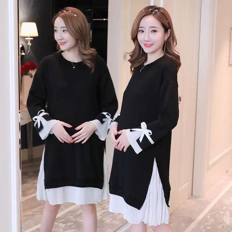 

Pregnancy Clothes Spring Maternity Dresses Long Sleeve Winter Maternity Gown Chiffon Ruffles Casual Fashion Outwear