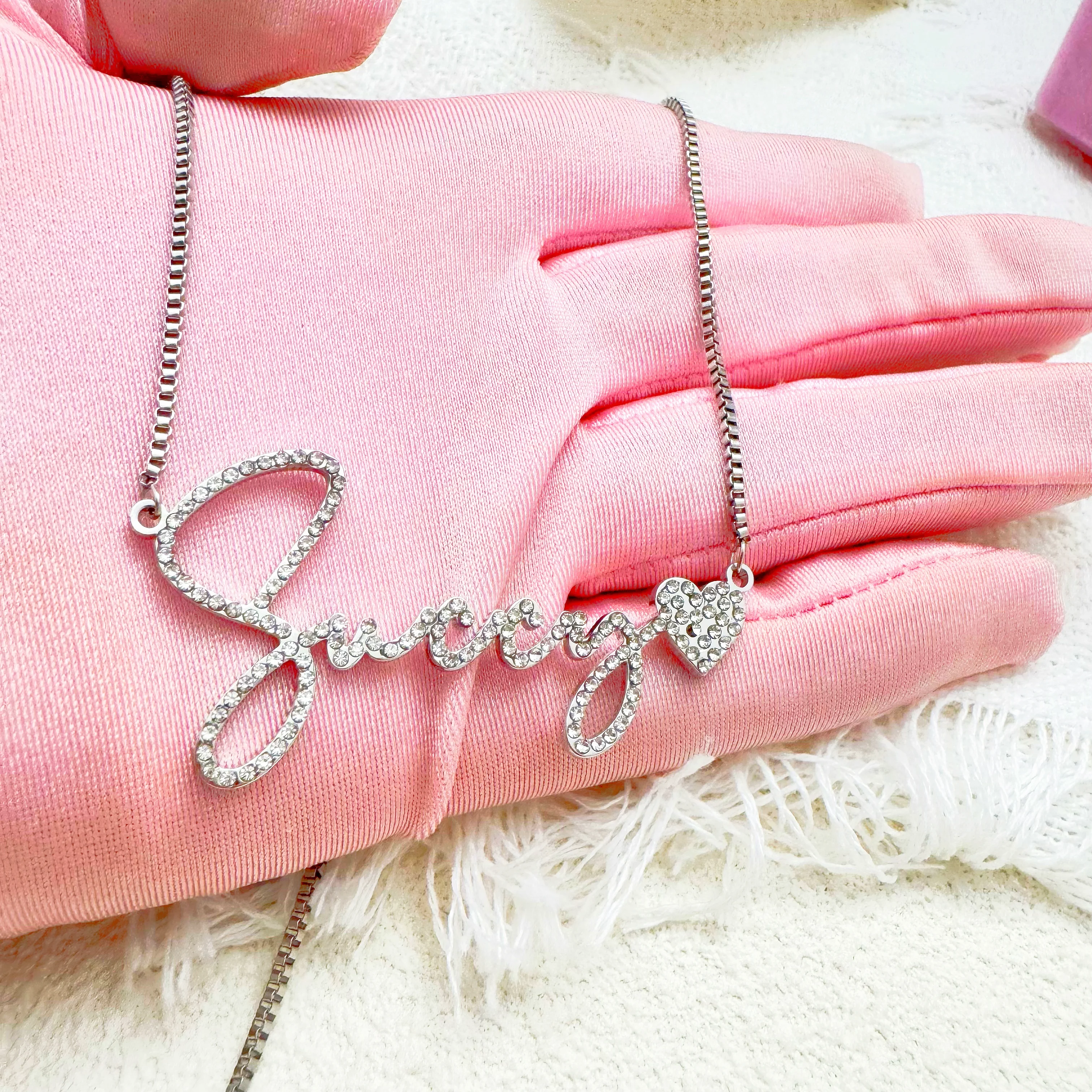 Custom Script Name Necklace Bling Diamond Nameplate Necklace Personalized Bling Name Necklace Iced Out Women Necklace Jewelry