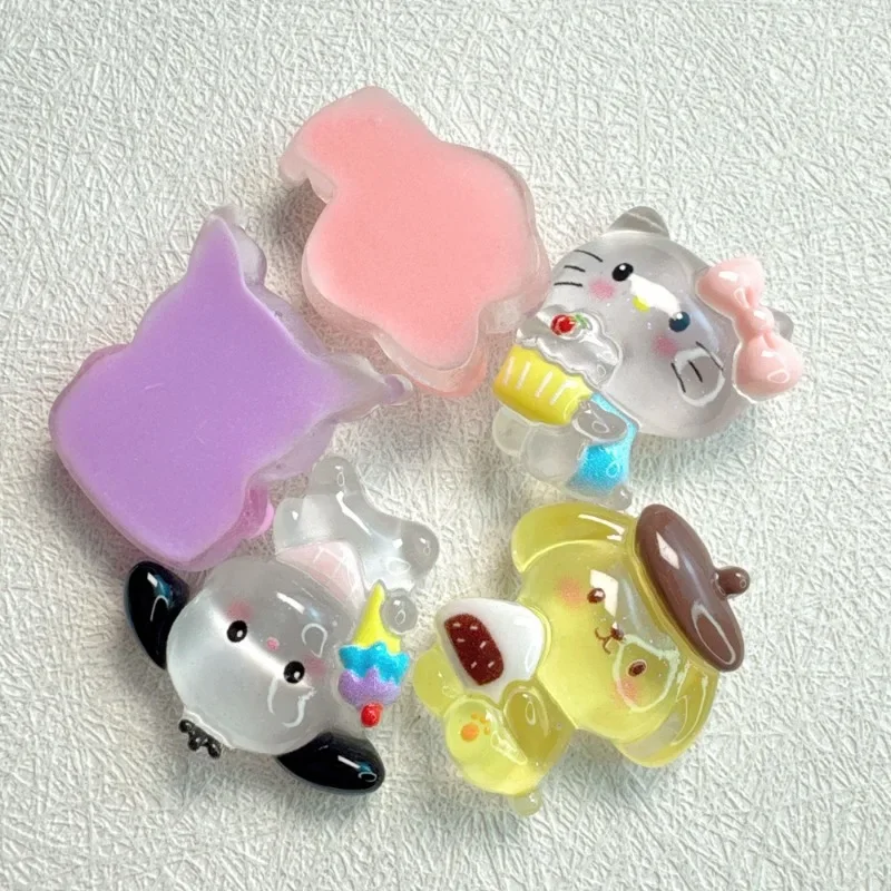 Cartoon Anime Sanrio Cute HelloKitty Luminous Resin Patch Transparent Handmade DIY Girl Jewelry Accessories Materials Wholesale