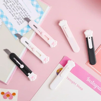 Cute Cartoon Cat Claw Mini Portable Retractable Paper Cutter Express Unboxer Paper Box Parcel Opener Utility Knife Accessories