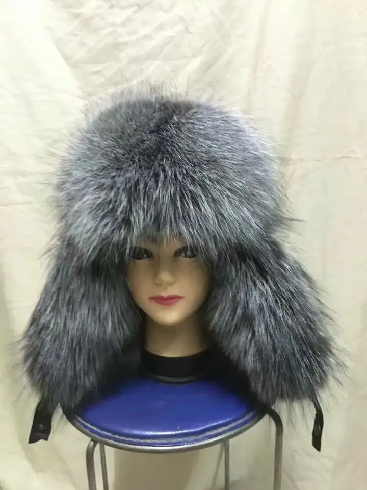 

Классическая русская шапка-бомбер из натурального серебряного лисьего меха, зимняя уличная лыжная шапка из меха енота с шапками из натуральной овчины