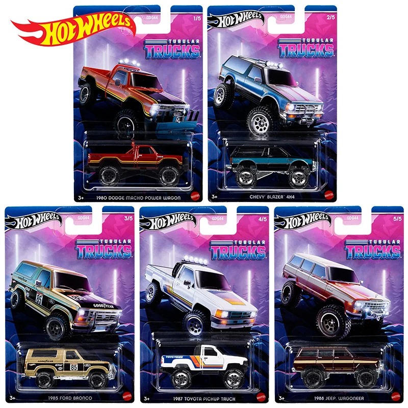 Original Hot Wheels Car Tubular Trucks Diecast 1:64 Toys for Boys Ddge Macho Power Wagon Chevy Blazer Jeep Toyota Birthday Gift