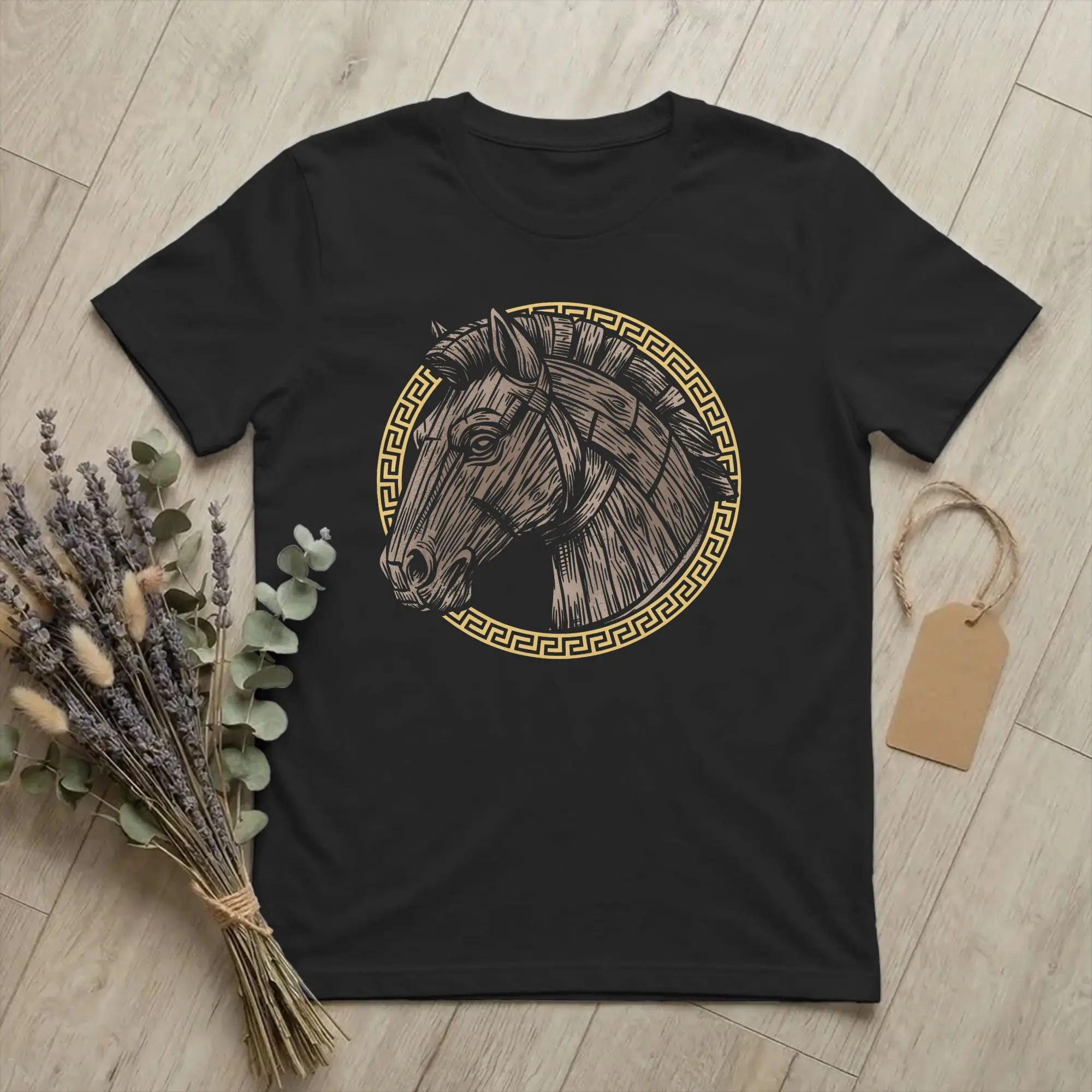 Trojan Horse Odysseies Odysseus Greek Mythology T Shirt Men 100% Cotton Awesome T-Shirt Crew Neck Tees Short Sleeve Tops Graphic