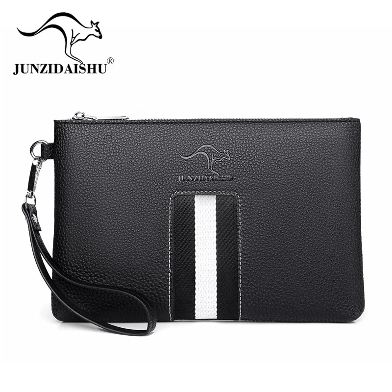 Fashion Stripe Style Soft PU Leather Men Clutch Bag Luxury Male Money Handbag High Quality Business Men Cardholder Case