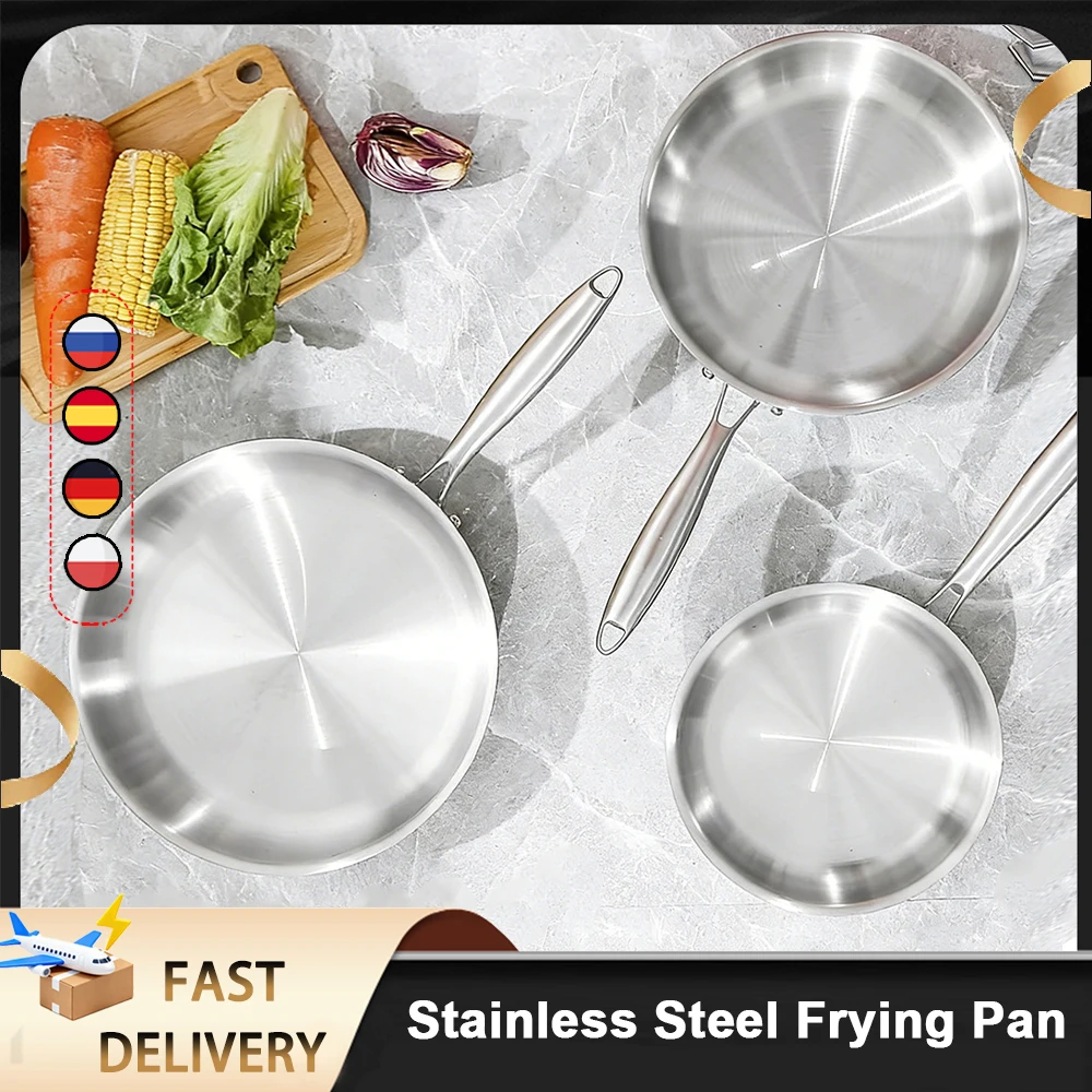 Lagostina 304 Stainless Steel Frying Pan Wok Pan Nonstick Cooking Fried Steak