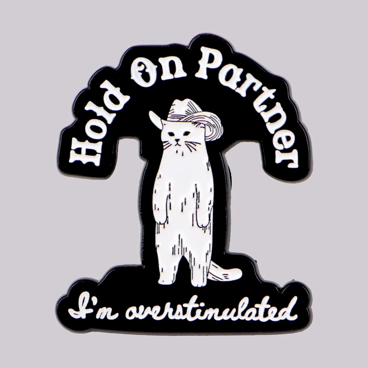 

Cartoon Cat Enamel Pin Lapel Pins Metal Badges "Hold On"Quotes Brooch for Clothes Accessories Fashion Jewelry Friends Gift