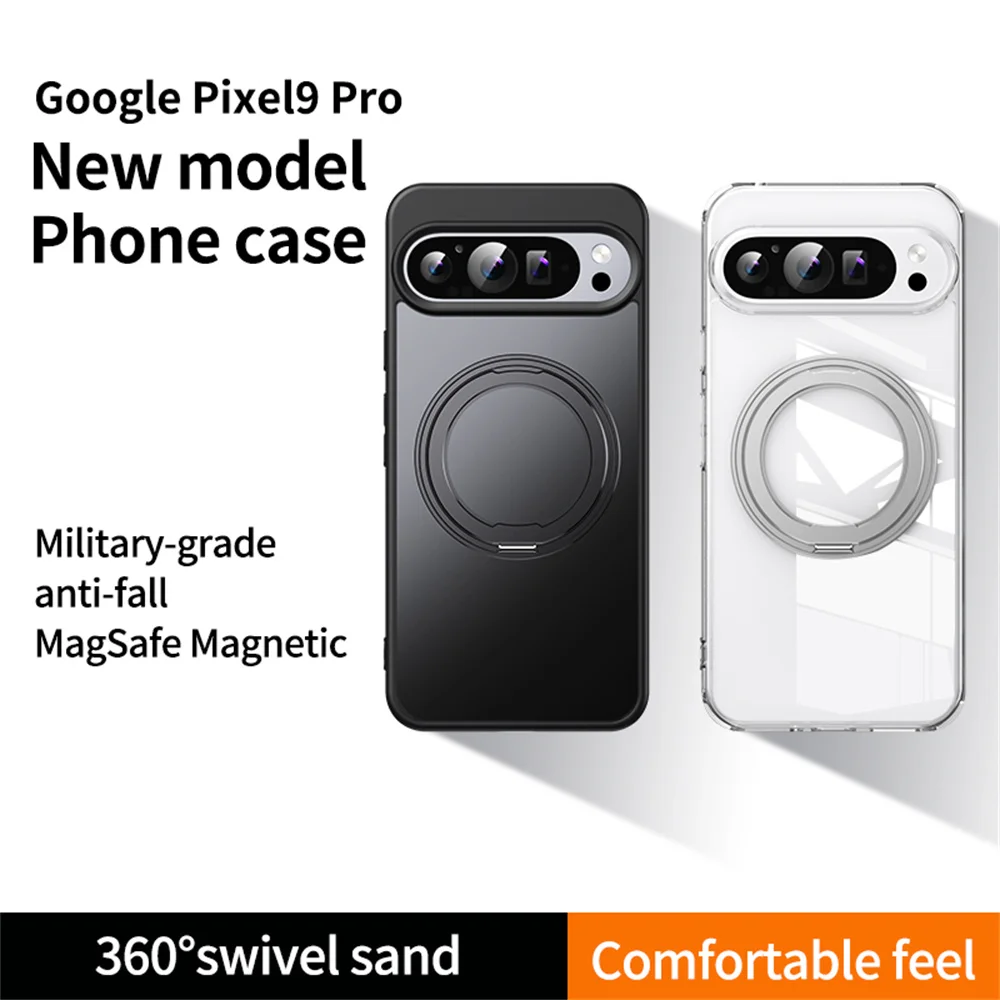 360 ° drehbarer Ständer magnetische Telefon hülle für Google Pixel 9 8a 8 pro xl Luxus Metall Klapp halterung stoß feste Schutzhülle