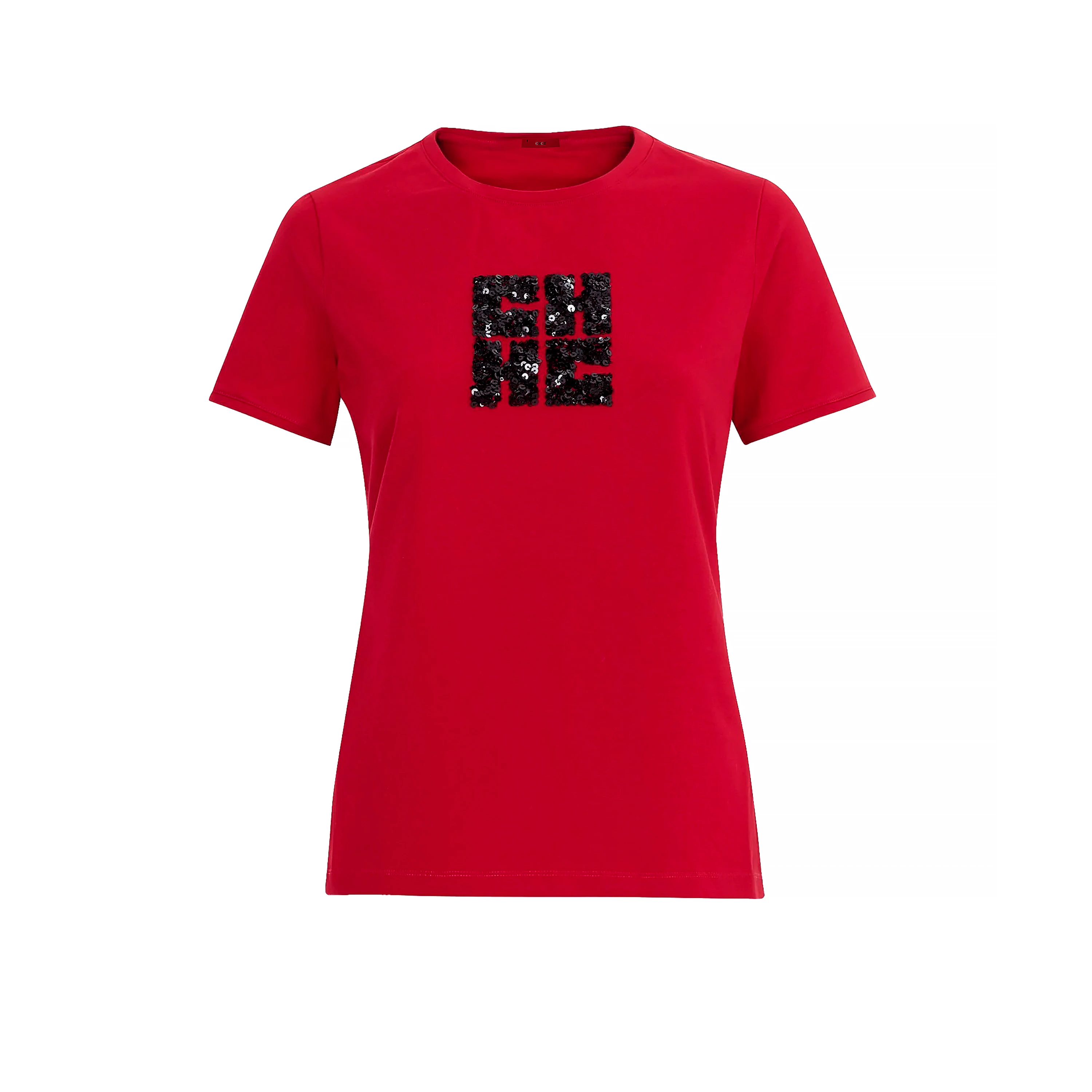 CHCH المرأة قصيرة الأكمام لؤلؤة التطريز تصميم عصري كلاسيكي أنثى قصيرة الأكمام مريحة عارضة السيدات قصيرة الأكمام