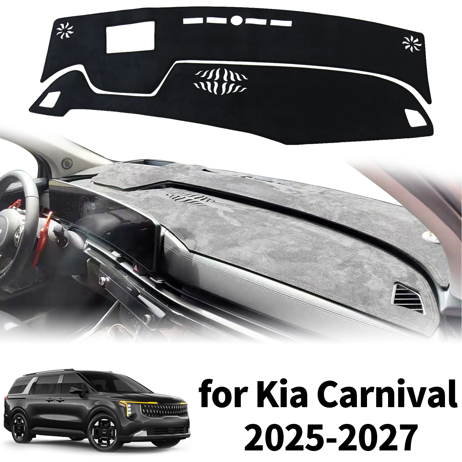

Защитный коврик-накладка на приборную панель для Kia Carnival 2025 2026 2027, кожаный, аксессуар, солнцезащитный козырек