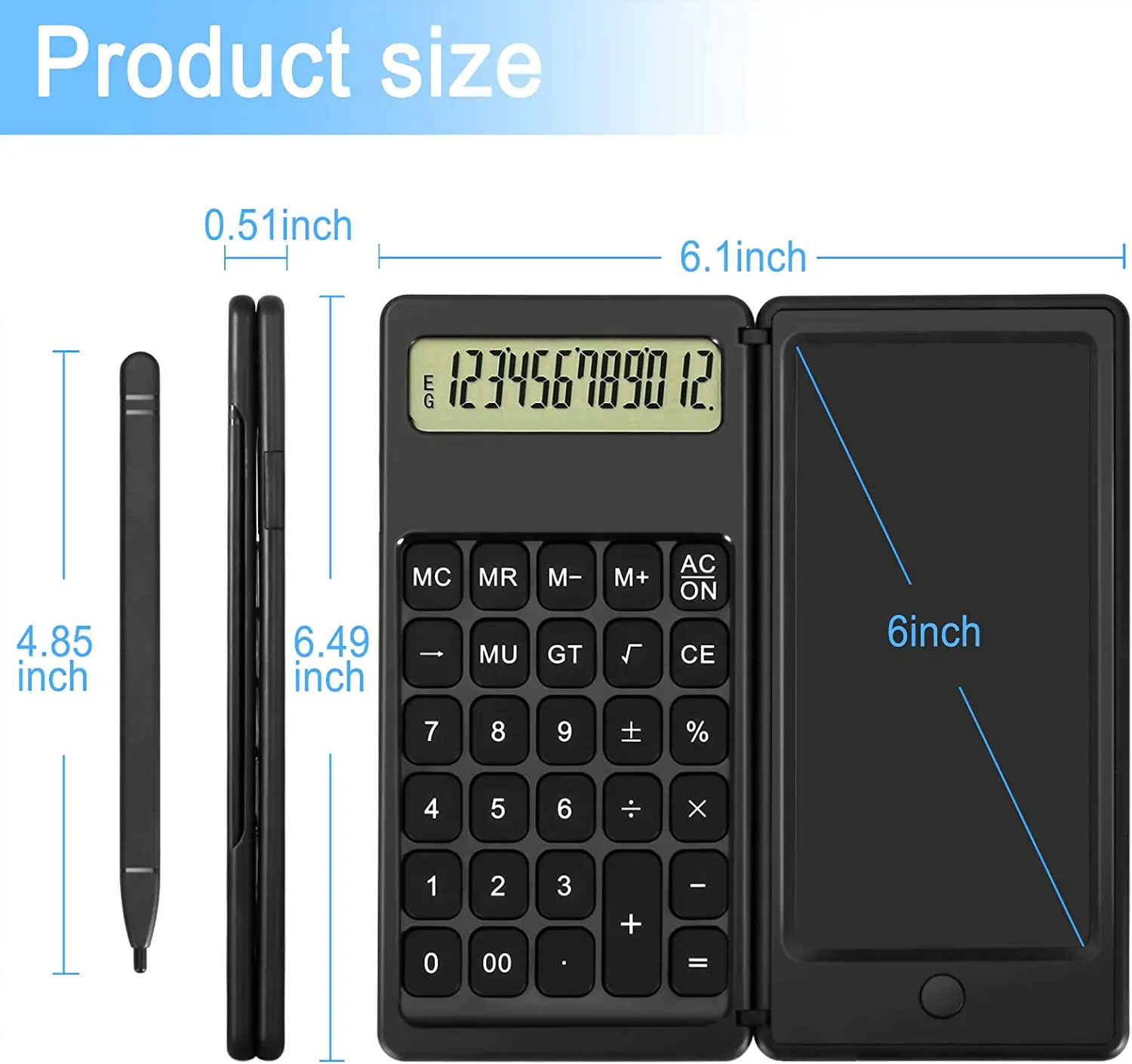 Multi-purpose calculator handwriting pad With LCD Screen Mini Portable Foldable Scientific solar calculator School Office Tools