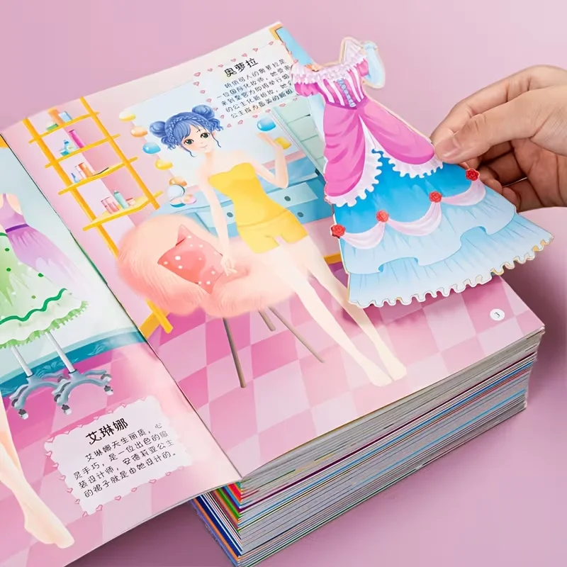 8 boeken Princess Sticker Activiteitenboeken - Herbruikbare mode-verkleedstickers, speelgoed voor vroeg leren en hand-oogcoördinatie voor kinderen