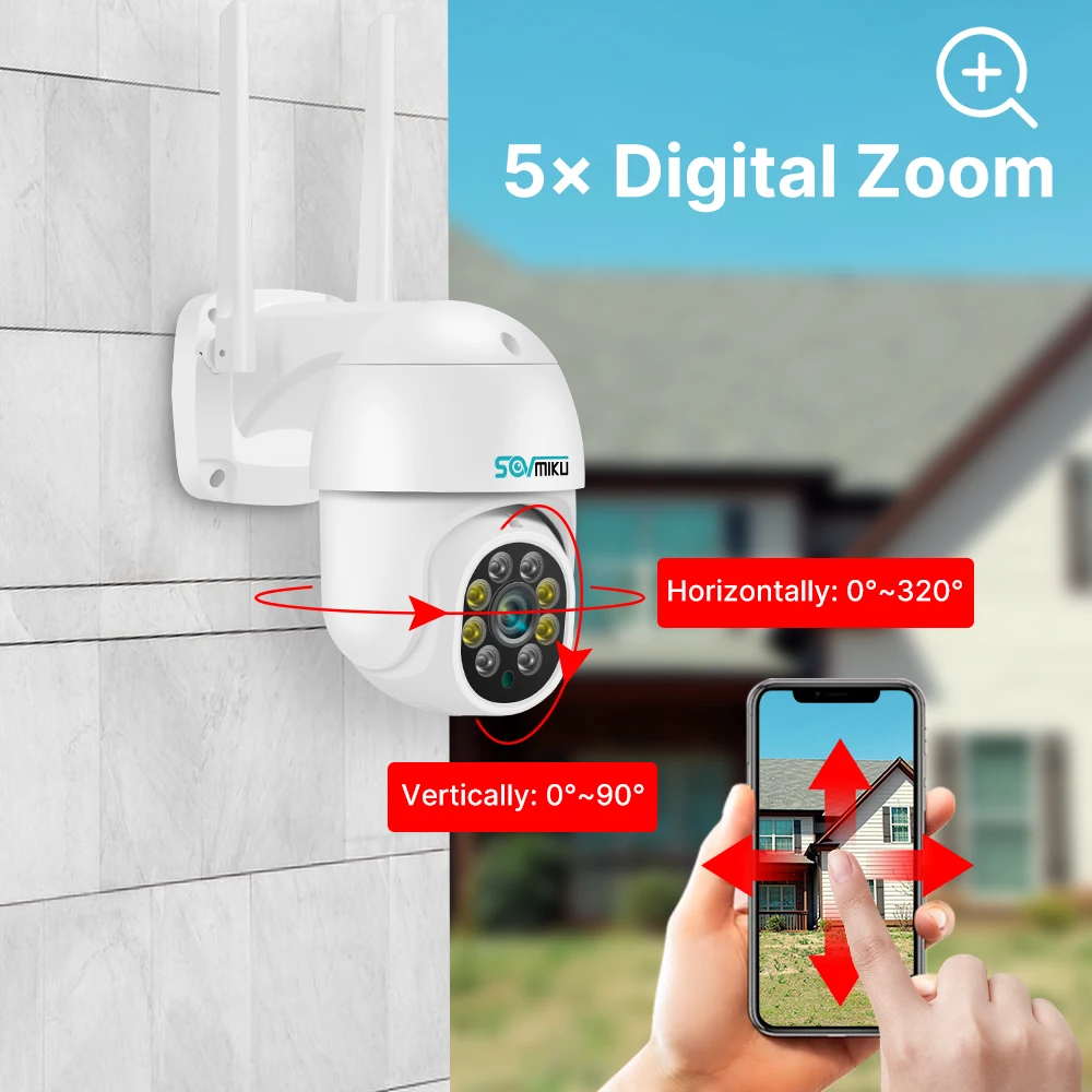 4K 8MP Wifi Smart PTZ IP Camera 5x Digital Zoom ONVIF Color Night Vision AI Auto Tracking Security Surveillance Video Camera