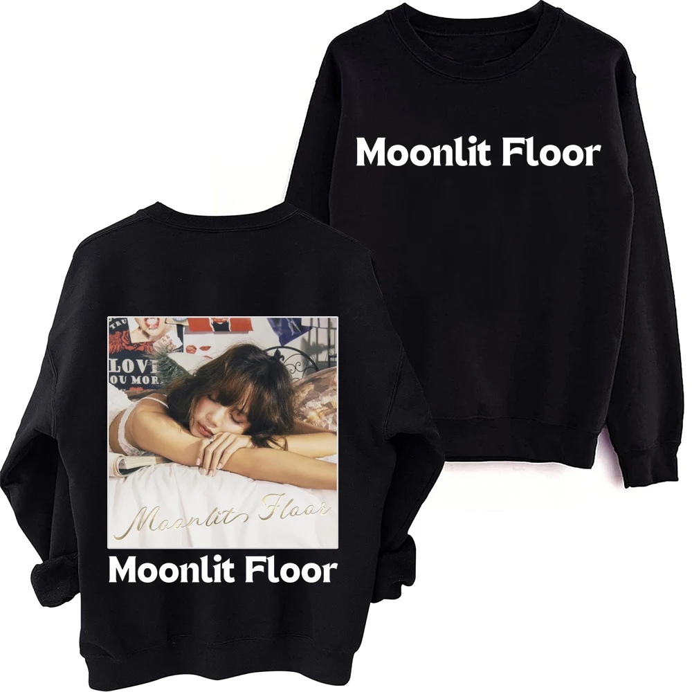 

Kpop Lisa-Moonlit Floor Sweatshirt Harajuku Hip Hop Round Neck Long Sleeve Oversized Hoodie