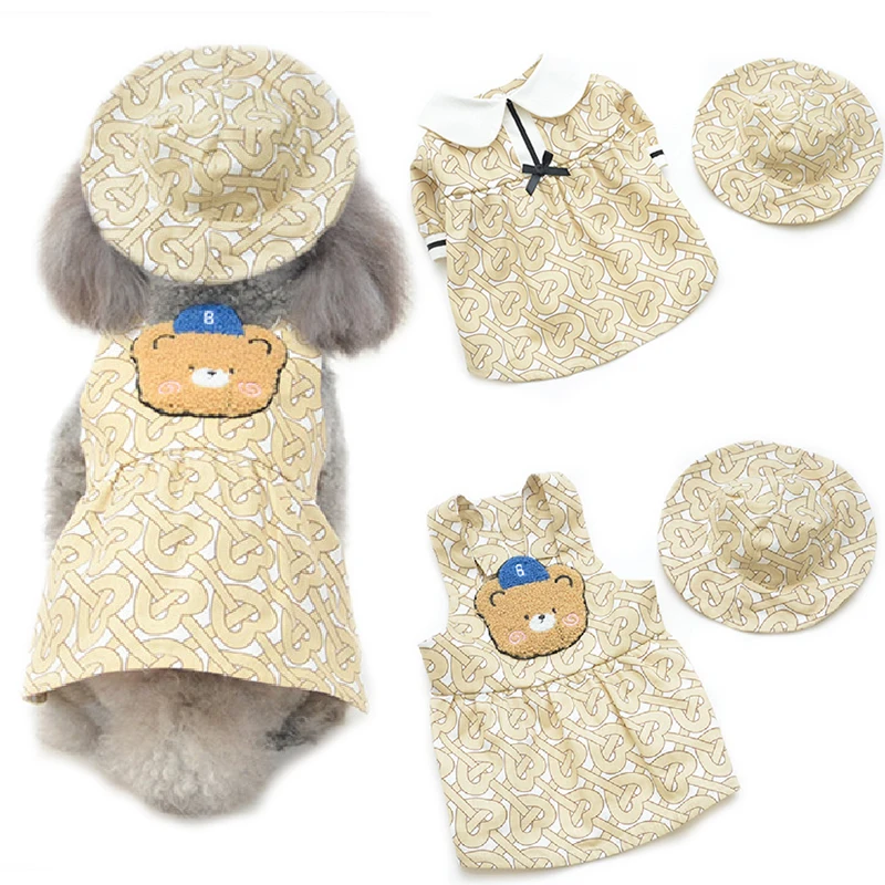 

Summer Pet Dress Cat Puppy Small Dog Costume Dresses Fashion Dog Hat Yorkies Pomeranian Clothes Bichon Poodle Schnauzer Clothing