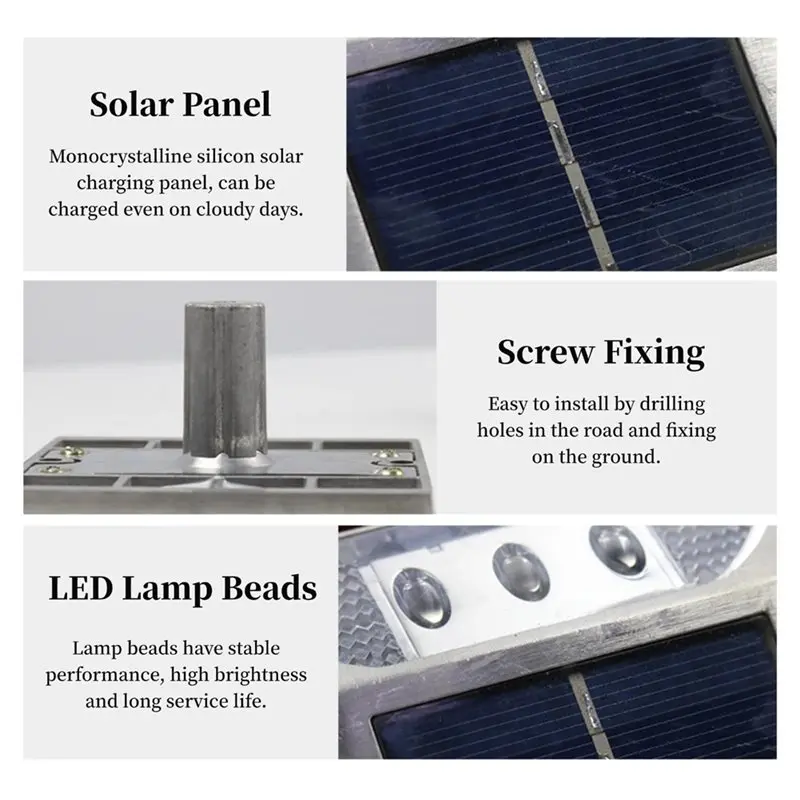 AA73 Portable Solar Road Nail Lights, Cast Aluminum Highway Garden Ground Lighting System