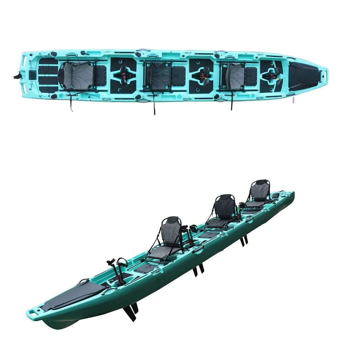 

2026Vicking 18.6ft Modular Detachable 4 Section 3 Person Pedal Drive Or Electric Motorized Fishing Kayak HDPE Plastic Material