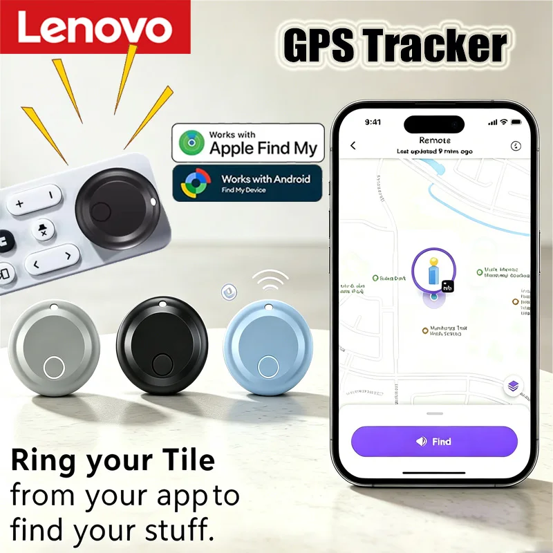 Lenovo Find My Anti-Loss Tracker Mini Locator Pet Tracker Multi-User Sharing Bluetooth Wi-Fi Tracking Model For Apple AirTag