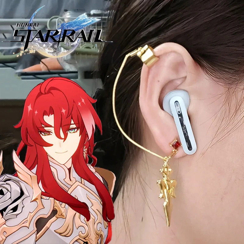 Game Honkai Star Rail Argenti Cosplay Earring Adult Unisex Earstud Earclip Alloy Earwear Eardrop Jewelry Accessories Pendant