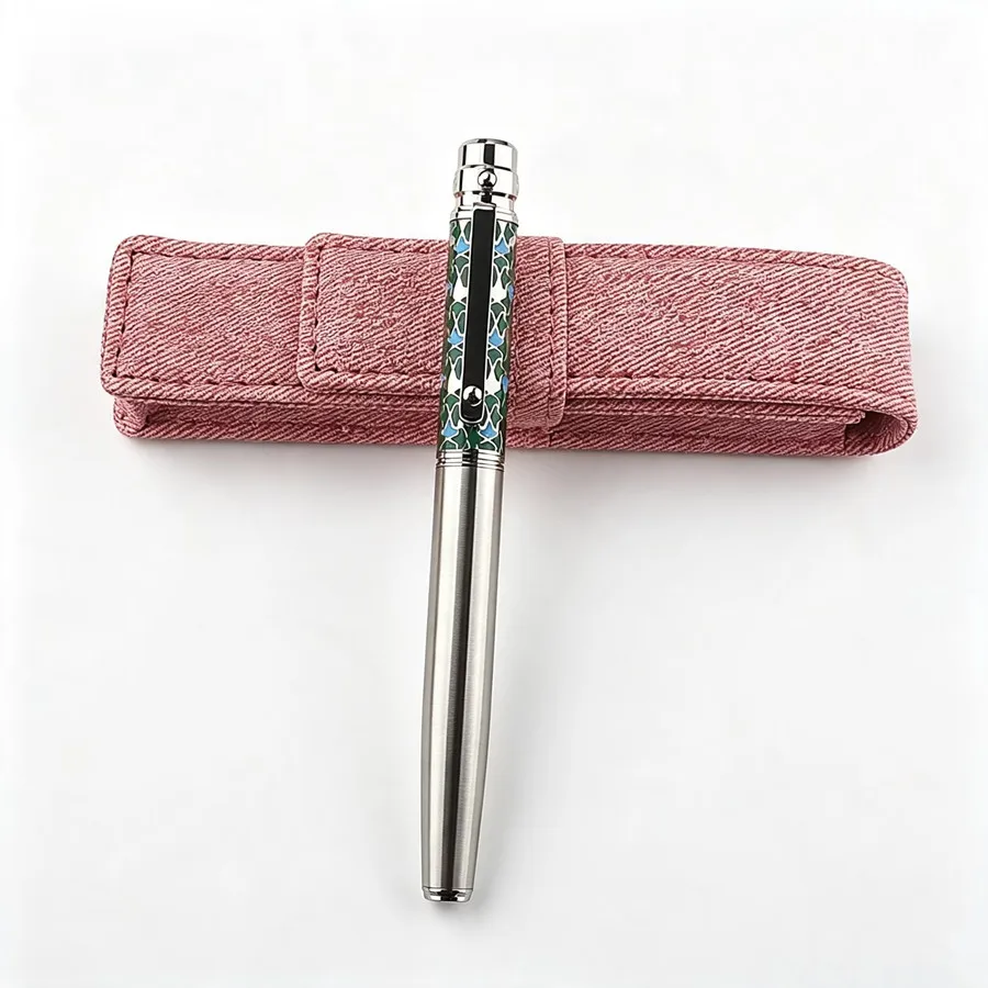 Metal Rollerball Pen With Denim Pen Bag Business Writing Ballpoint Pen Gift