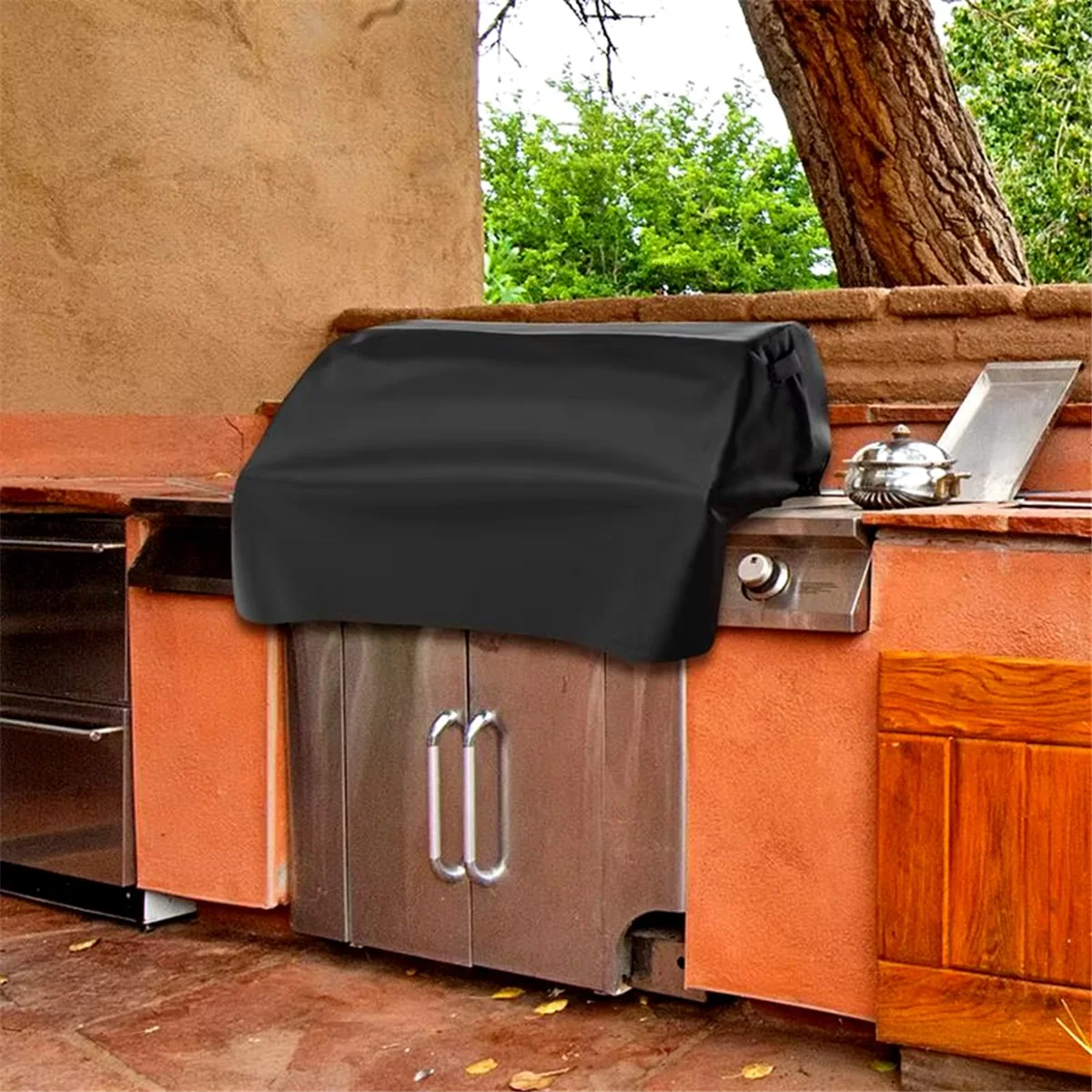 Quality! Waterproof Windproof Grill Covers for Built-in Barbecue Grill Top with Waterproof Coating Outdoor BBQ Grill Top Protect