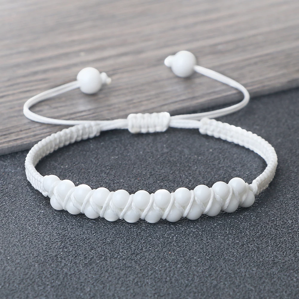 Nueva Pulsera Trenzada de Doble Hilera de Calcedonia Roja de 4mm, Ajustable, Estilo Boho, para Mujer y Hombre, Joyería, Regalo para Amigo
