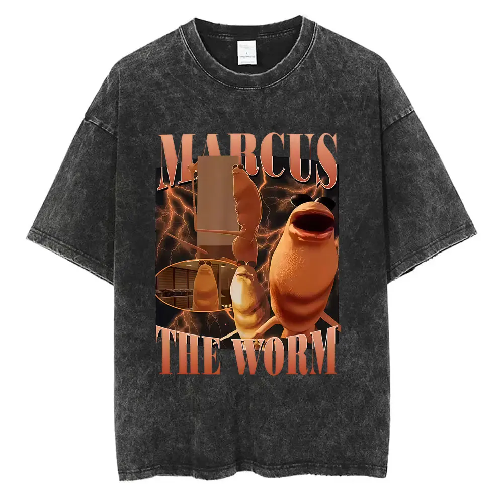 تي شيرت كلاسيكي مغسول بشكل واضح ليس قانونيًا لغسيل ماركوس الدودة مضحك ميمي تي شيرت رجالي ونسائي كاجوال من القطن كبير الحجم #3