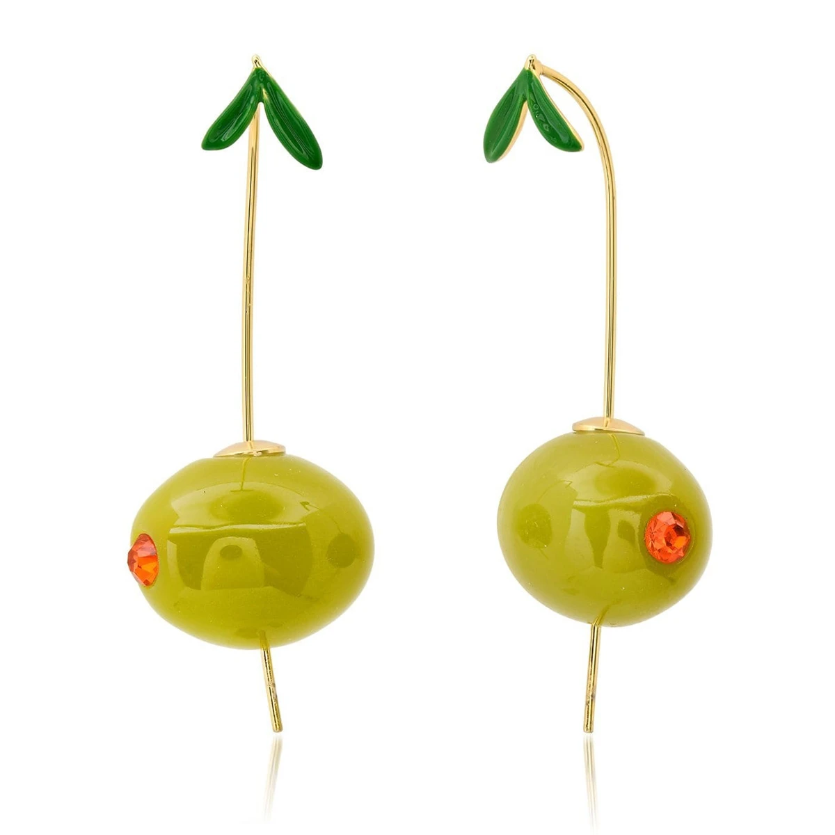 Pendientes de oliva frescos estilo INS, pendientes de oro exquisitos y modernos para mujer, chapados en oro