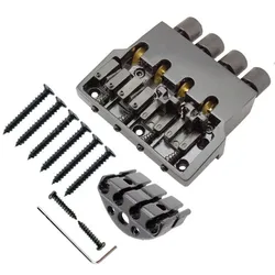A Set of Black Roller Saddle 4 String Bass Guitar Bridge for Headless Bass Guitar Accessories Parts Musical Instrument