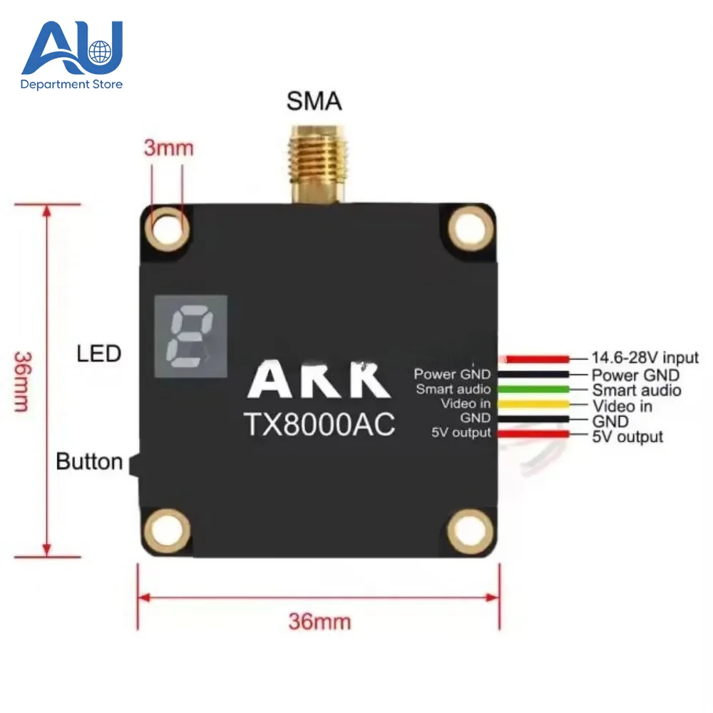 AKK VTX TX8000AC 5.8G 8w Plastic FPV VTX Long-distance Transmission 96CH Chart Crossover Machine with TBS for RC Parts and Accs