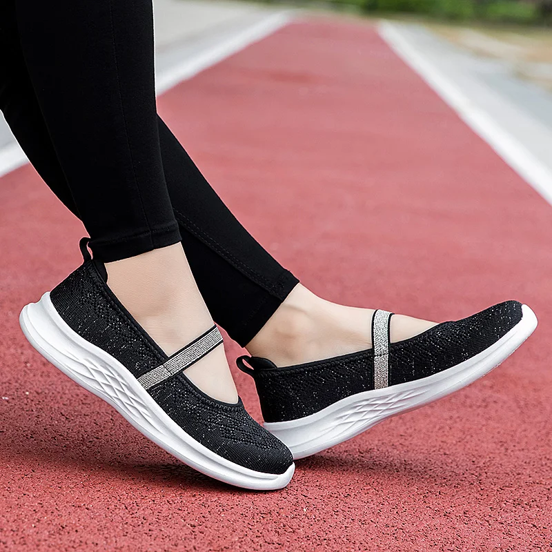 STRONGSHEN Women's Vulcanized Casual Shoes Fashion Summer Light Slip-on Mesh Walking Flat Shoes Tenis Feminino Female Shoes