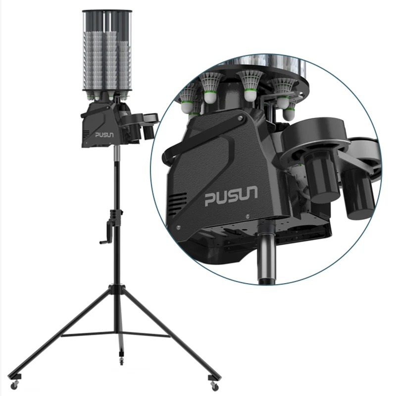 آلة مكوك كرة الريشة الاحترافية مع إطلاق متعدد السرعات ومعدات تدريب نظام التحكم الذكي في التطبيقات للمدربين