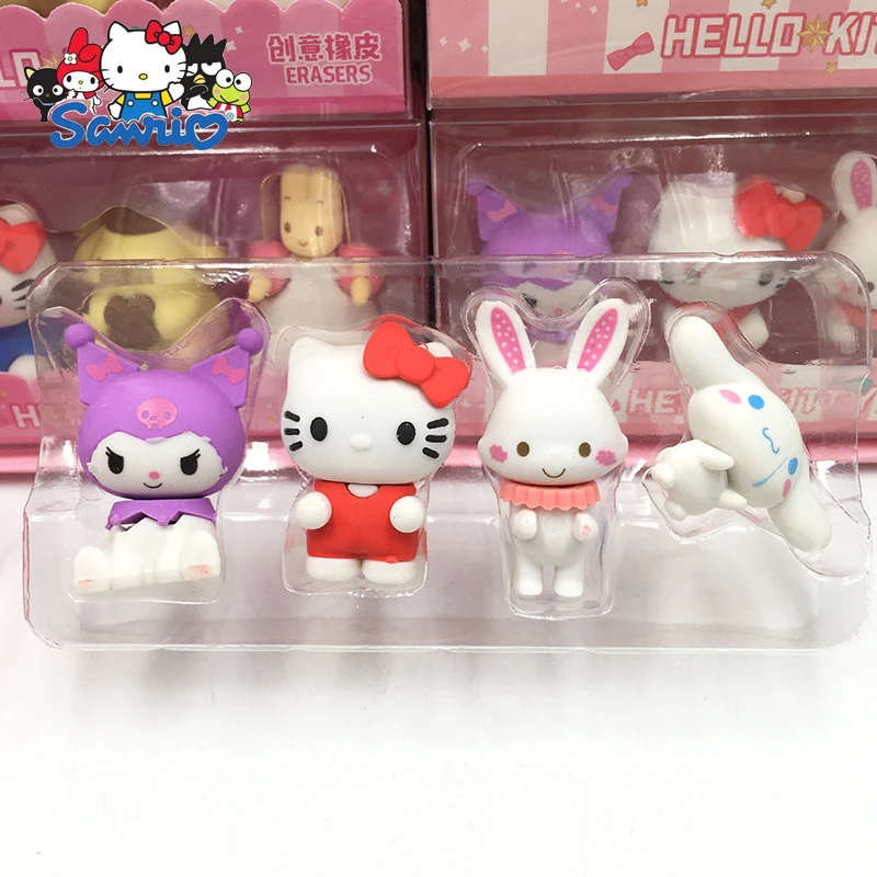 2/16pcs Sanrio Family Pencil Eraser Cartoon Cute Melody Pom Pom Purin Kuromi Children's Eraser Diy Stationery Wholesale