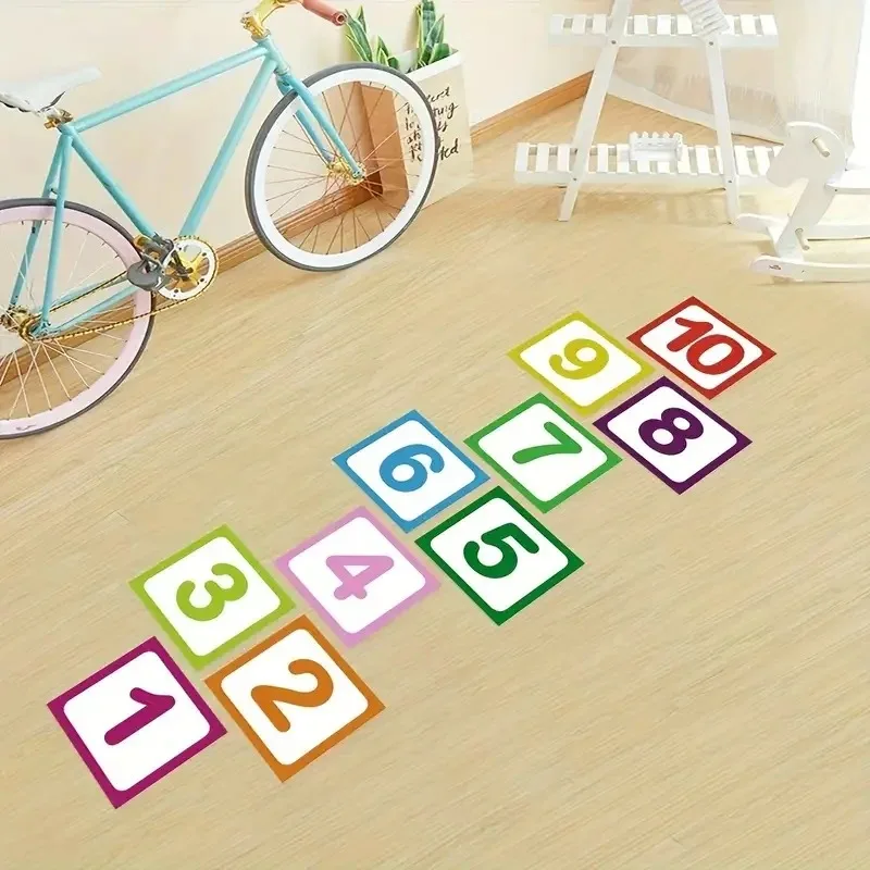 Number Lattice Wall Sticker Jumping House Game Floor Decals Footprint Hopscotch Stickers Kindergarten Supplies Room Decoration