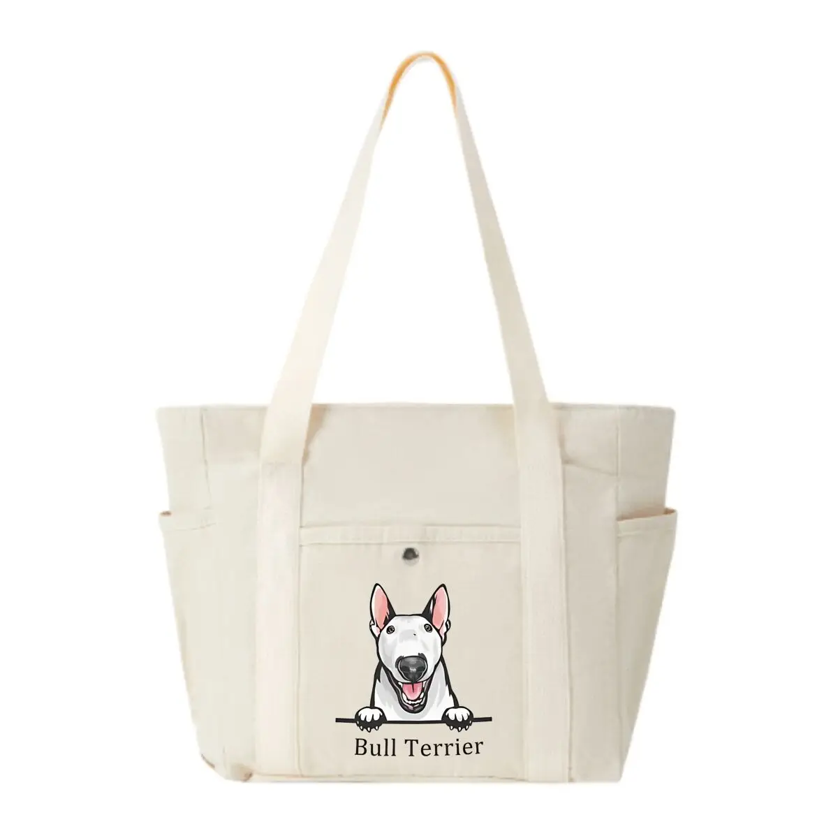 

Bull Terrier Pup Adorable Canine Charm Practical Canvas Bag Student Shopping Tote