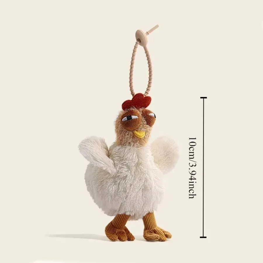 Bolso de mano con forma de gallina fea, bolso de felpa de pollo de piel, divertido llavero con colgante de pollo Kawaii, bolso de muñeca para mujer, regalos de cumpleaños