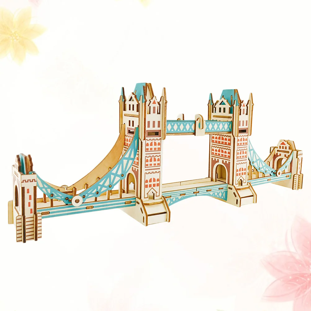 ชุดตัวต่อไม้ 3 มิติ สะพานลอนดอนทาวเวอร์ ชุด DIY สำหรับเด็ก เกมฝึกสมองเสริมพัฒนาการ ชุดประกอบตัวต่อไม้
