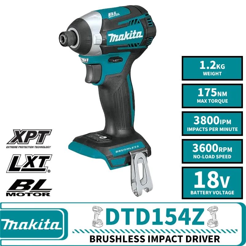 Makita DTD154Z Brushless Cordless Impact Driver LXT 18V Lithium Power Tools Electric Screwdriver 175NM