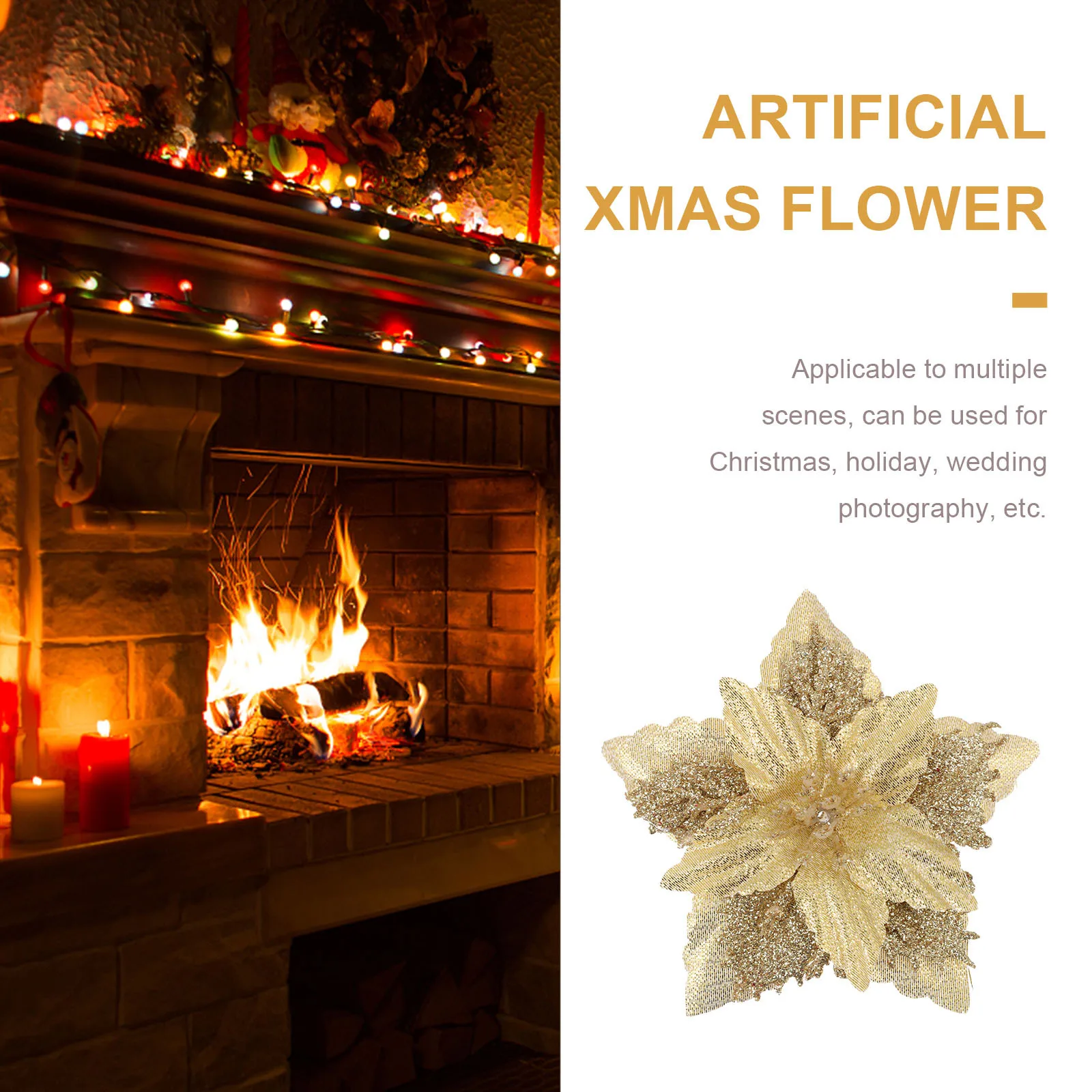 

8Pcs Xmas Artificial Flowers Ecofriendly Materials Bright Colors Suitable for Various Celebrations Simulation Christmas Flower