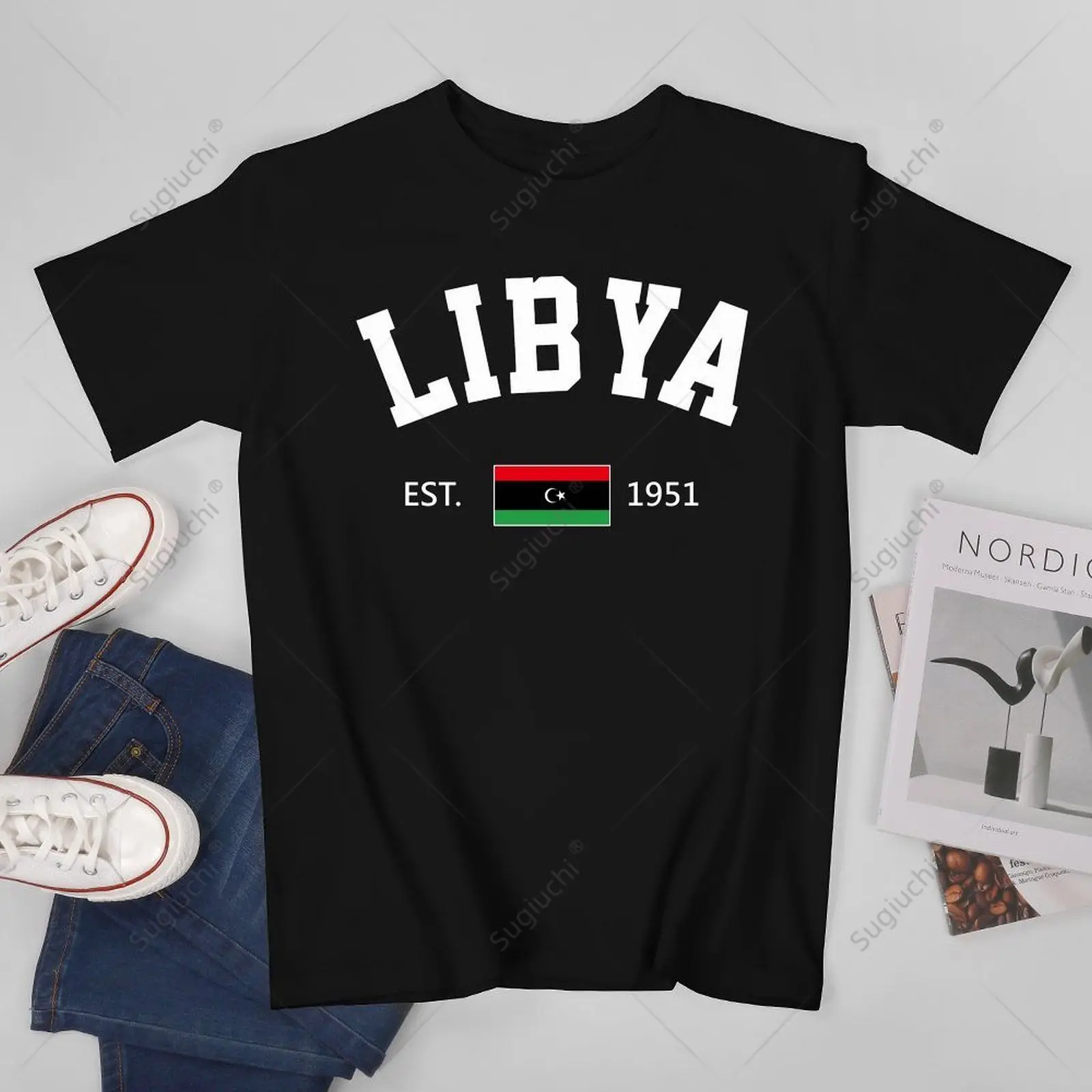 

Мужская футболка унисекс Libya EST.1951 на День независимости, футболки, футболки для женщин и мальчиков, футболка из 100% хлопка