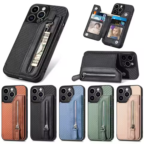 Zipper Wallet Flip Case For Samsung Galaxy A05 A05S A15 A25 A35 A14 A34 A54 A13 A23 A33 A53 A73 S24 Ultra S23 FE S22 S21 Cover
