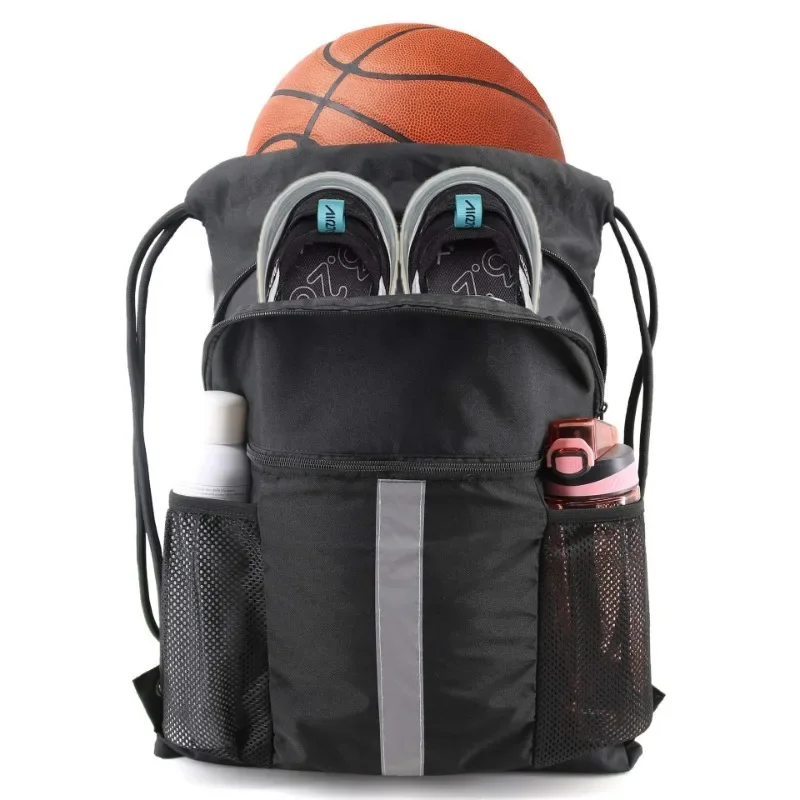 Basketball Football Drawstring Backpack with Shoes Compartment Drawstring Backpack Unisex Colorful Sports Bundle Bag