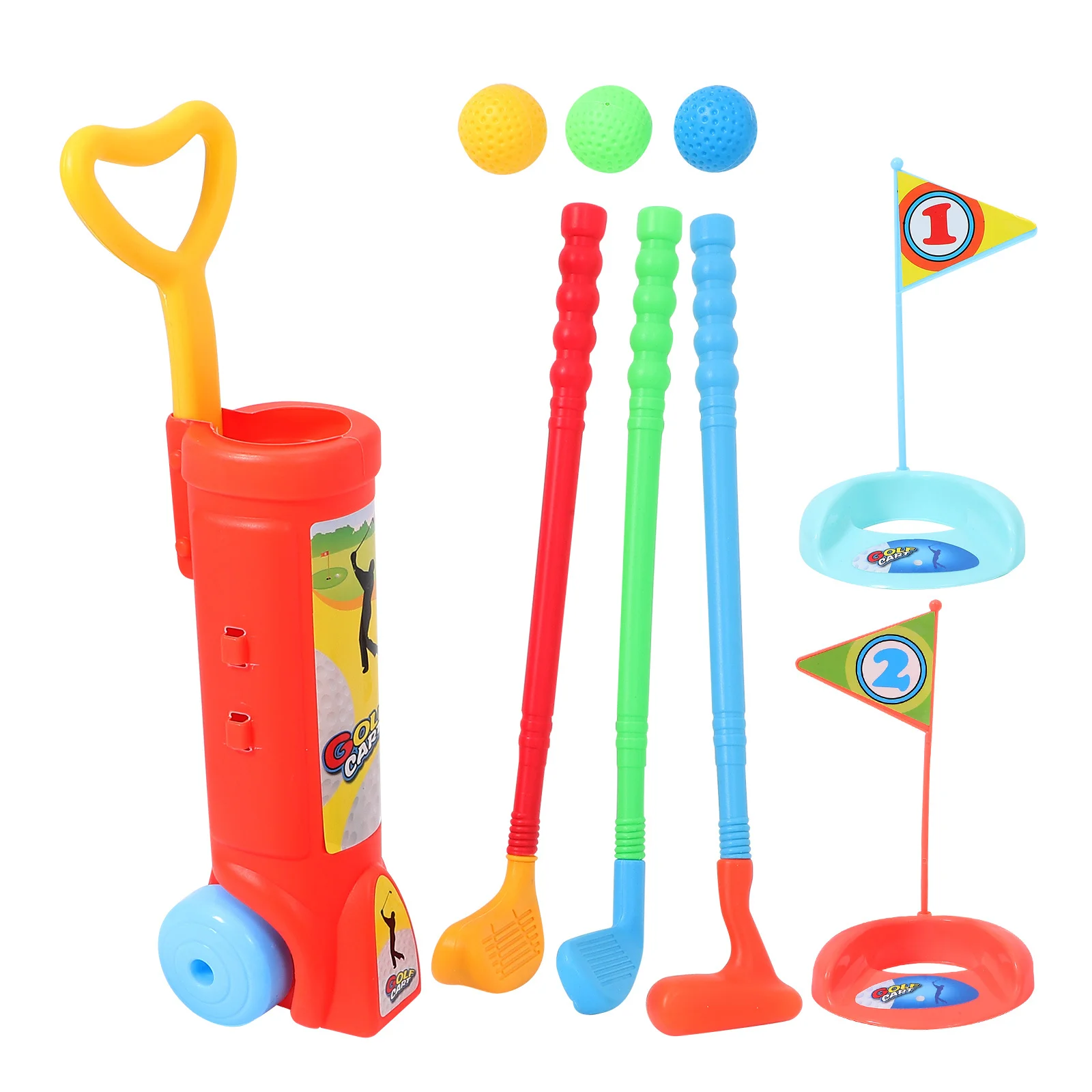 Set da golf per bambini con mazze in plastica e palline multicolori Mini kit da gioco da golf per bambini Attrezzatura giocattolo sportiva per interni ed esterni